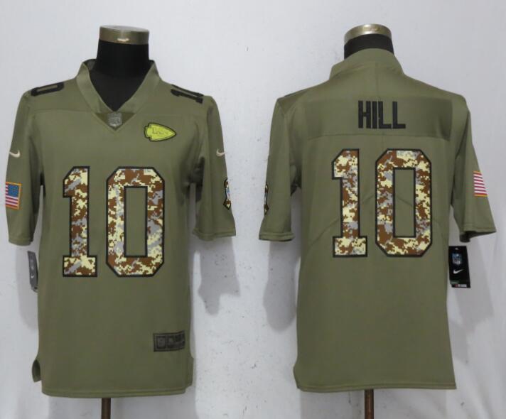 Men Kansas City Chiefs #10 Hill Olive Camo Carson 2017 Salute to Service Limited Nike NFL Jerseys->kansas city chiefs->NFL Jersey